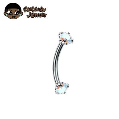 F136 Titanium Classic szemöldök piercing berakásos opál cirkon 16G belső cérna Banán ívelt ajak köldök piercing piercing ékszer
