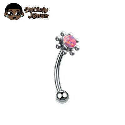 F136 Titanium Classic szemöldök piercing berakásos opál cirkon 16G belső cérna Banán ívelt ajak köldök piercing piercing ékszer