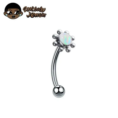 F136 Titanium Classic szemöldök piercing berakásos opál cirkon 16G belső cérna Banán ívelt ajak köldök piercing piercing ékszer