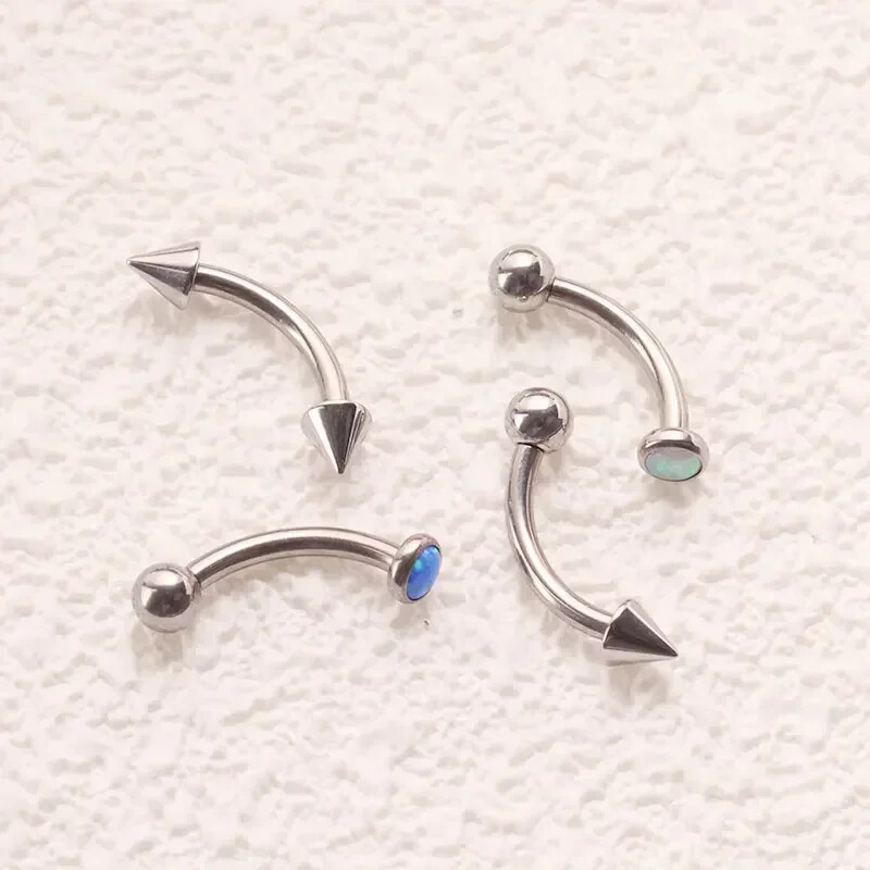 F136 Titanium Classic szemöldök piercing berakásos opál cirkon 16G belső cérna Banán ívelt ajak köldök piercing piercing ékszer