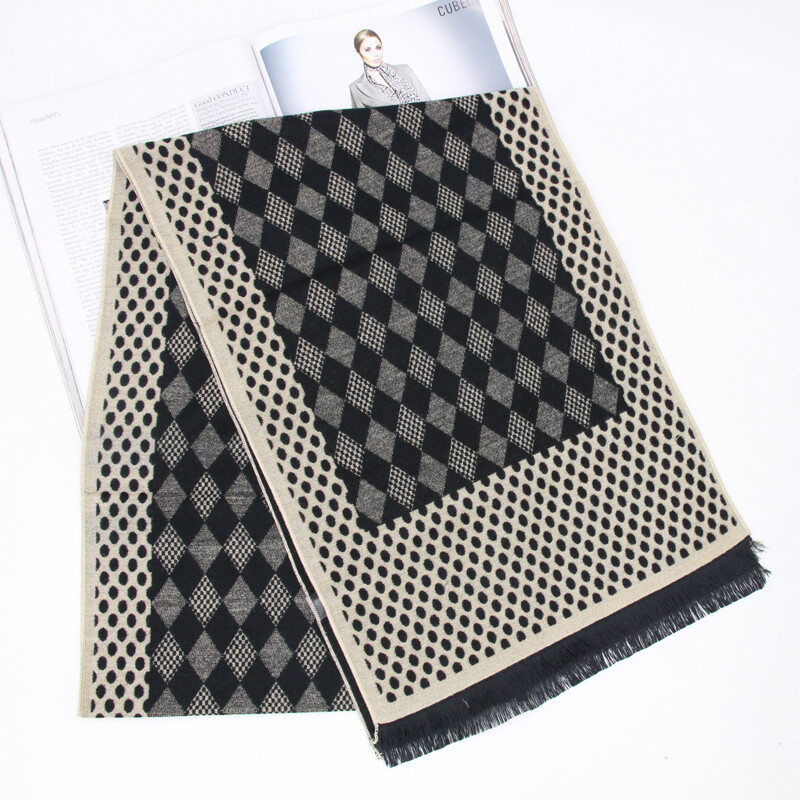 Design nou de lux cu imprimare geometrică viscoză bărbați iarnă toamnă eșarfă oameni de afaceri înfășurați culori moi negru bleumarin LL171024