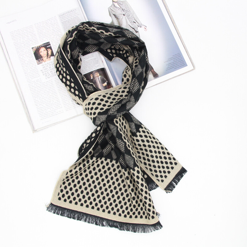 Design nou de lux cu imprimare geometrică viscoză bărbați iarnă toamnă eșarfă oameni de afaceri înfășurați culori moi negru bleumarin LL171024