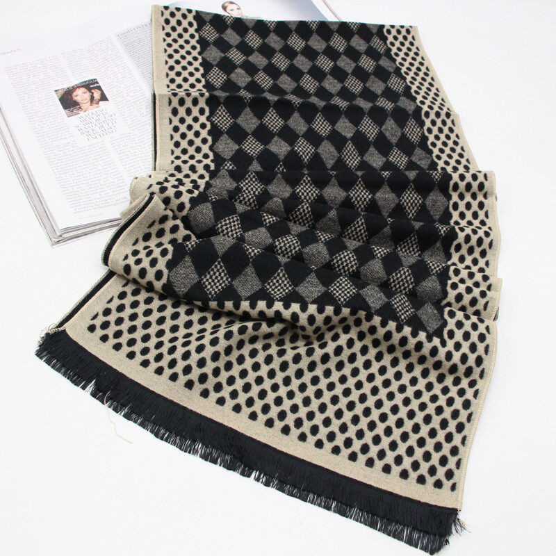 Design nou de lux cu imprimare geometrică viscoză bărbați iarnă toamnă eșarfă oameni de afaceri înfășurați culori moi negru bleumarin LL171024