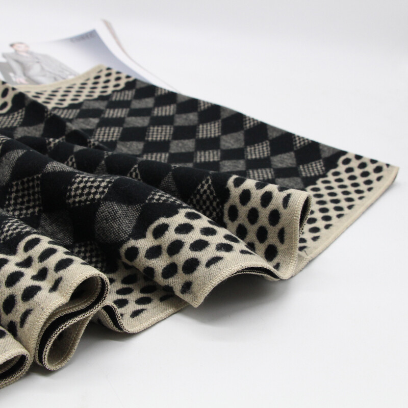 Design nou de lux cu imprimare geometrică viscoză bărbați iarnă toamnă eșarfă oameni de afaceri înfășurați culori moi negru bleumarin LL171024