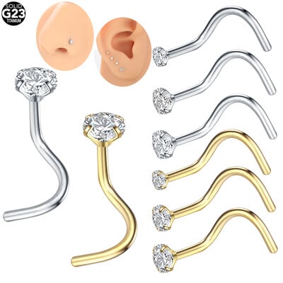 10Pcs/lot G23 Titanium CZ Crystal Nose Septum Piercing Nose Nits 20G 18G Nose Minds Naušnice Nits Nakit za piercing