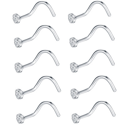 10 buc./lot G23 Titanium CZ Cristal Piercing Septum Nas Știfturi 20G 18G Inel pentru nas Cercei Știfturi Bijuterii Piering pentru corp