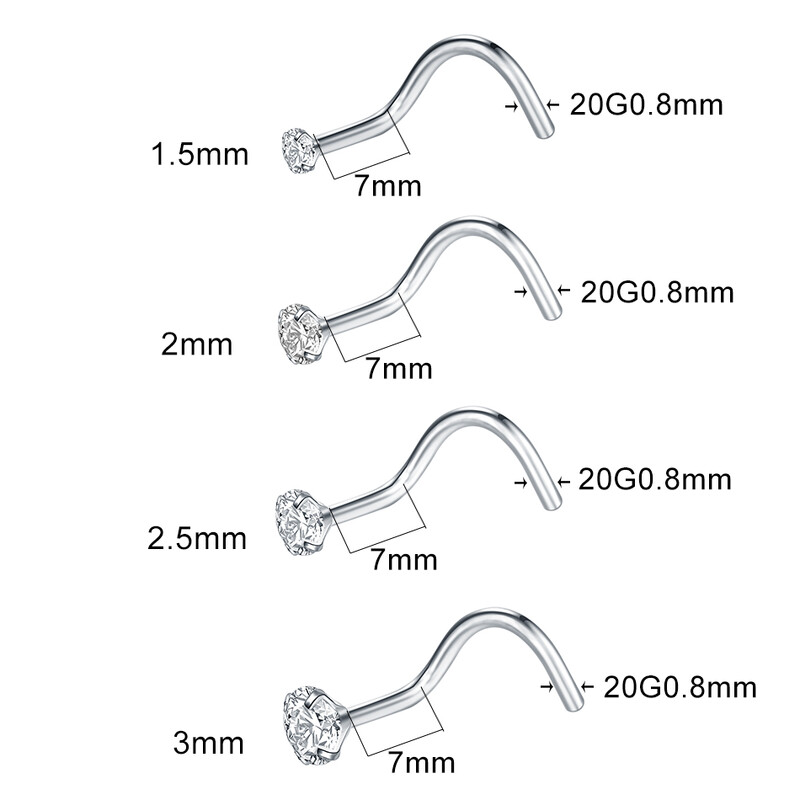 10 buc./lot G23 Titanium CZ Cristal Piercing Septum Nas Știfturi 20G 18G Inel pentru nas Cercei Știfturi Bijuterii Piering pentru corp