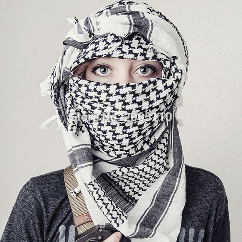 Taktická arabská šatka Keffiyeh Shemagh, bavlnená zimná šatka, ohrievač krku, vetruodolná turistická kempingová šatka pre mužov a ženy