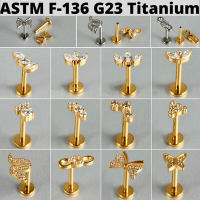 1PC G23 Titanium Butterfly Iekšējais pavediens Labret lūpu gredzeni Cross Snake Auss skrimslis Tragus Helix auskaru daivas pīrsings rotaslietas