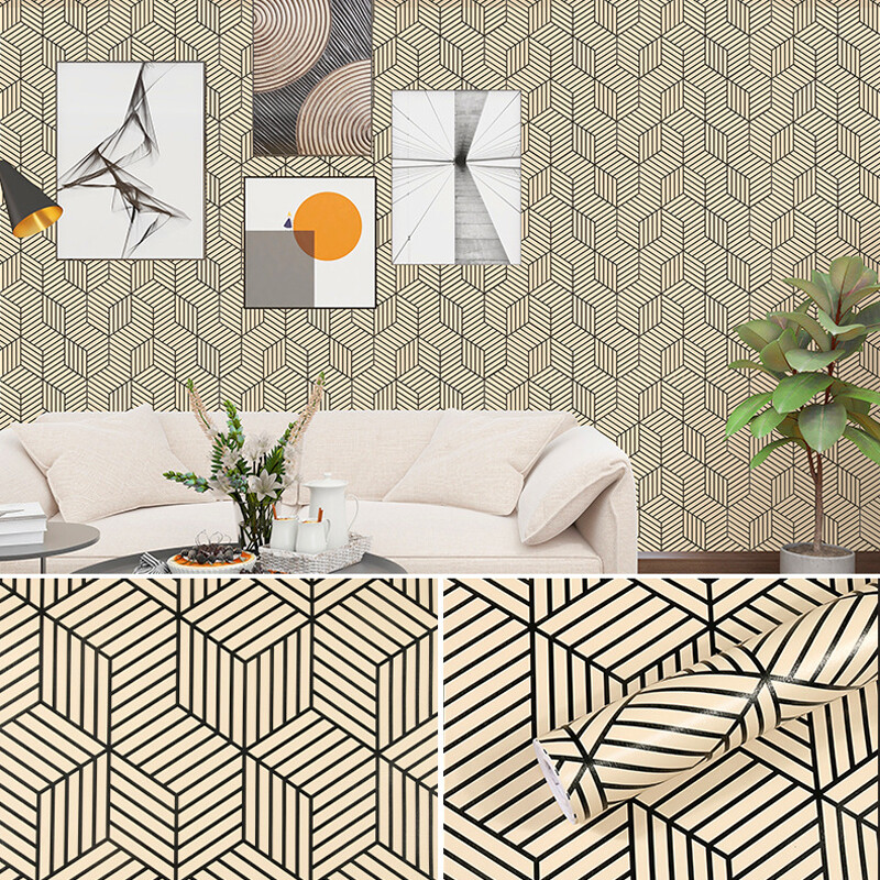 Tapeta so zlatými pruhmi, dekorácia domu, samolepiaca tapeta, renovácia nábytku, vodeodolná, geometrická samolepka