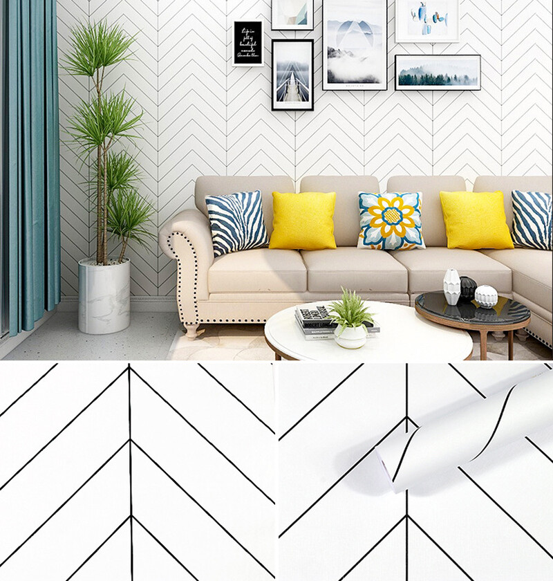 Tapeta so zlatými pruhmi, dekorácia domu, samolepiaca tapeta, renovácia nábytku, vodeodolná, geometrická samolepka