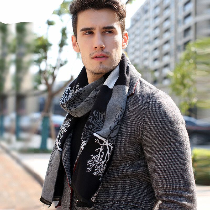 Vyriški rudens žieminiai galvos kašmyro skara dizainerio medžio spausdinimo medvilninė skara prabangi verslo vyras ilgas mados kaklaskarės SFP277