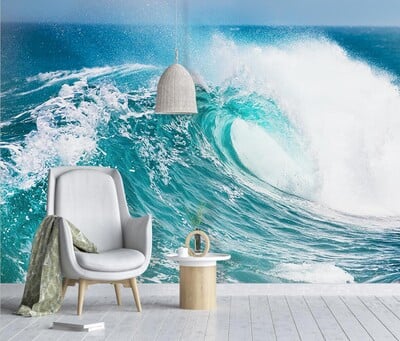 egyedi falfestmény tengeri strand tapéták nappaliba Tengerre néző táj háttér tapéta mediterrán kanapé falburkolat