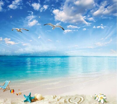 egyedi falfestmény tengeri strand tapéták nappaliba Tengerre néző táj háttér tapéta mediterrán kanapé falburkolat