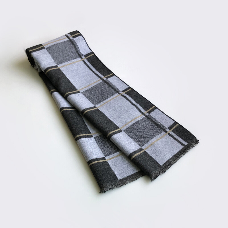 2024 Egyedi dizájn Kockás Kétoldalas Kasmír Sál Kendő Téli Férfi Luxus Márka Puha Meleg Sima Bandana Sálak Poncsók Pakolás