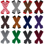 Új hosszú kesztyű karvédő klasszikus rózsaszín fekete-fehér csíkos ujjatlan könyökkesztyű melegítő kötött csuklópánt