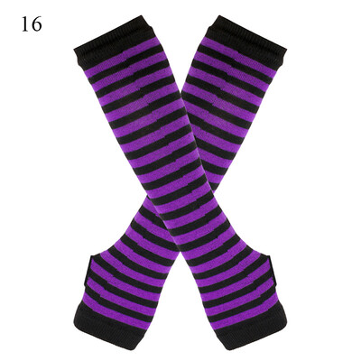 Új hosszú kesztyű karvédő klasszikus rózsaszín fekete-fehér csíkos ujjatlan könyökkesztyű melegítő kötött csuklópánt