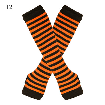 Új hosszú kesztyű karvédő klasszikus rózsaszín fekete-fehér csíkos ujjatlan könyökkesztyű melegítő kötött csuklópánt