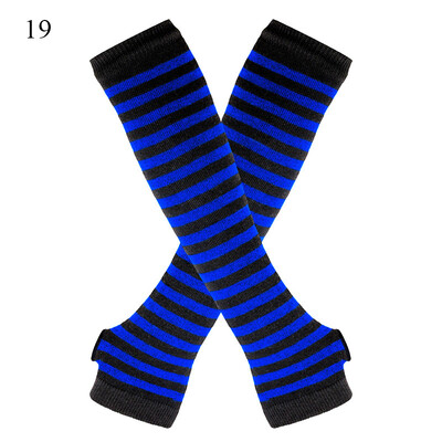 Új hosszú kesztyű karvédő klasszikus rózsaszín fekete-fehér csíkos ujjatlan könyökkesztyű melegítő kötött csuklópánt