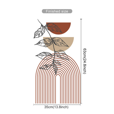 Autocolant de perete din vinil geometric cu frunze de curcubeu Boho, detașabil, autocolant de perete, detașabil, pentru copii, cameră de joacă pentru copii
