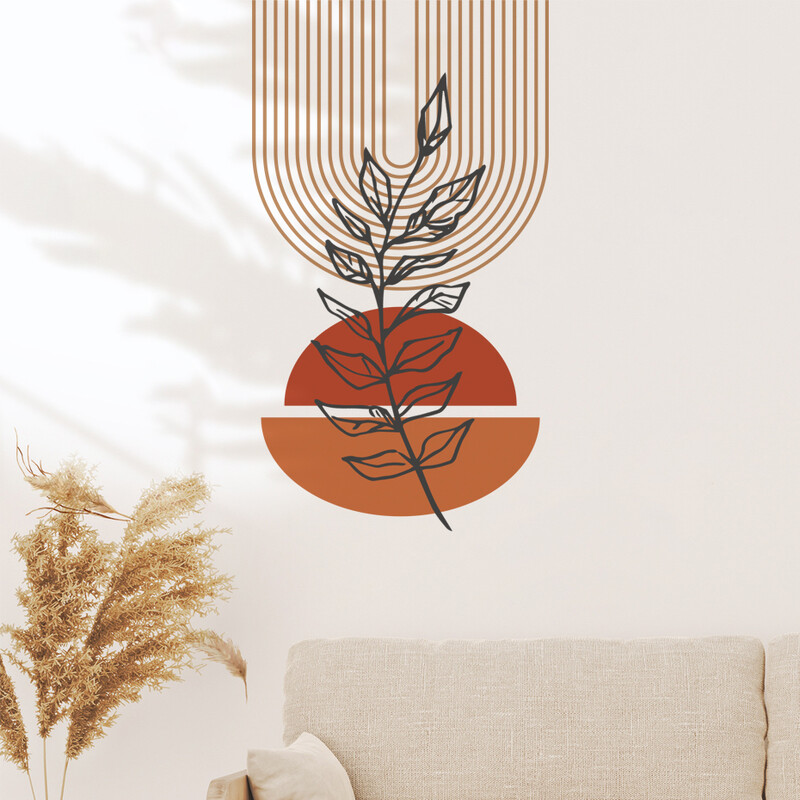 Autocolant de perete din vinil geometric cu frunze de curcubeu Boho, detașabil, autocolant de perete, detașabil, pentru copii, cameră de joacă pentru copii