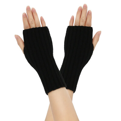 Hosszú ujjatlan kesztyű Női ujjatlan kesztyű téli karmelegítő kötött kar ujjú finom alkalmi puha lányok gót ruhák punk gótikus kesztyű