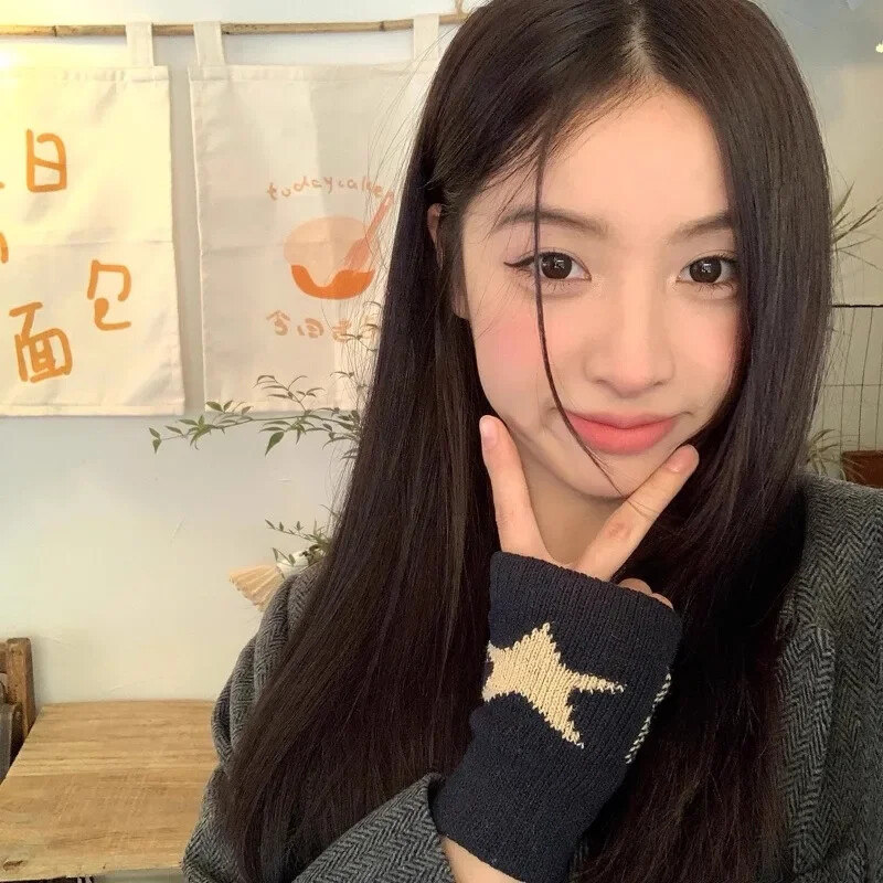 Punk Y2K Star Kötött gyapjúkesztyűk Divatos Férfi Női Pentagram Félujj meleg puha ujjatlan Ötágú csillag ujjatlan kesztyűk