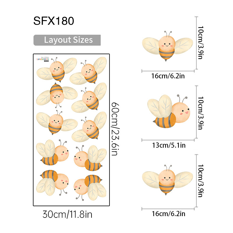 Barkácsolás Rajzfilm Állatok Méhecske falmatrica gyerekszoba óvodai tapéta fali művészet lakberendezés skandináv stílusú gyerek hálószoba