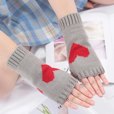 Pletené rukavice do polovice prstov, dámske teplé mäkké zimné palčiaky pre dievčatá, Guantes, dievčenské rukavice Y2K s rukávom Lolita Goth bez prstov
