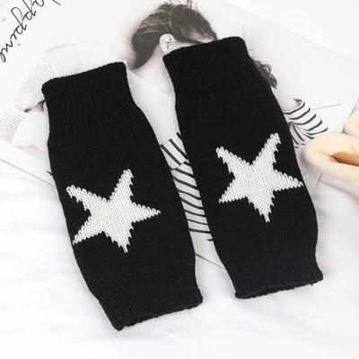 Pletené rukavice do polovice prstov, dámske teplé mäkké zimné palčiaky pre dievčatá, Guantes, dievčenské rukavice Y2K s rukávom Lolita Goth bez prstov
