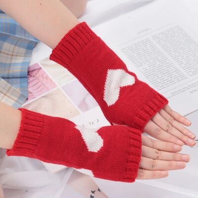 Pletené rukavice do polovice prstov, dámske teplé mäkké zimné palčiaky pre dievčatá, Guantes, dievčenské rukavice Y2K s rukávom Lolita Goth bez prstov