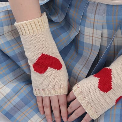 Pletené rukavice do polovice prstov, dámske teplé mäkké zimné palčiaky pre dievčatá, Guantes, dievčenské rukavice Y2K s rukávom Lolita Goth bez prstov