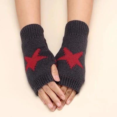 Pletené rukavice do polovice prstov, dámske teplé mäkké zimné palčiaky pre dievčatá, Guantes, dievčenské rukavice Y2K s rukávom Lolita Goth bez prstov