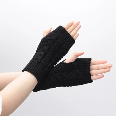 Pletené rukavice do polovice prstov, dámske teplé mäkké zimné palčiaky pre dievčatá, Guantes, dievčenské rukavice Y2K s rukávom Lolita Goth bez prstov