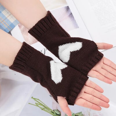Pletené rukavice do polovice prstov, dámske teplé mäkké zimné palčiaky pre dievčatá, Guantes, dievčenské rukavice Y2K s rukávom Lolita Goth bez prstov