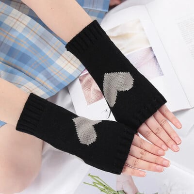 Pletené rukavice do polovice prstov, dámske teplé mäkké zimné palčiaky pre dievčatá, Guantes, dievčenské rukavice Y2K s rukávom Lolita Goth bez prstov