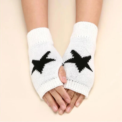 Pletené rukavice do polovice prstov, dámske teplé mäkké zimné palčiaky pre dievčatá, Guantes, dievčenské rukavice Y2K s rukávom Lolita Goth bez prstov