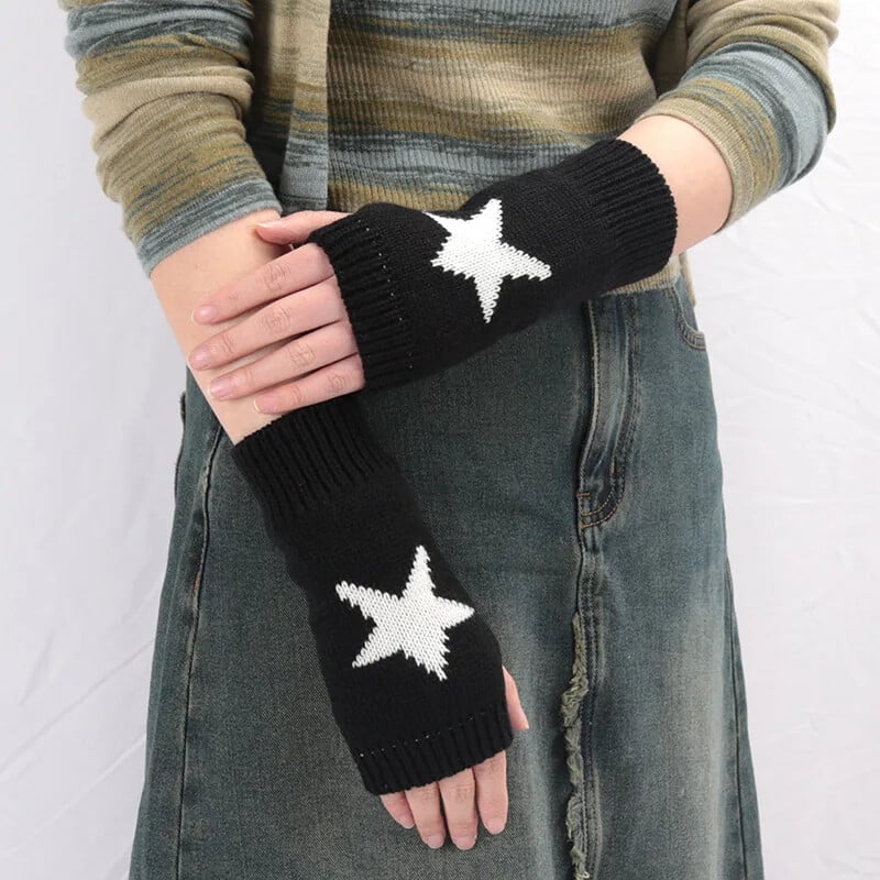 Pletené rukavice do polovice prstov, dámske teplé mäkké zimné palčiaky pre dievčatá, Guantes, dievčenské rukavice Y2K s rukávom Lolita Goth bez prstov