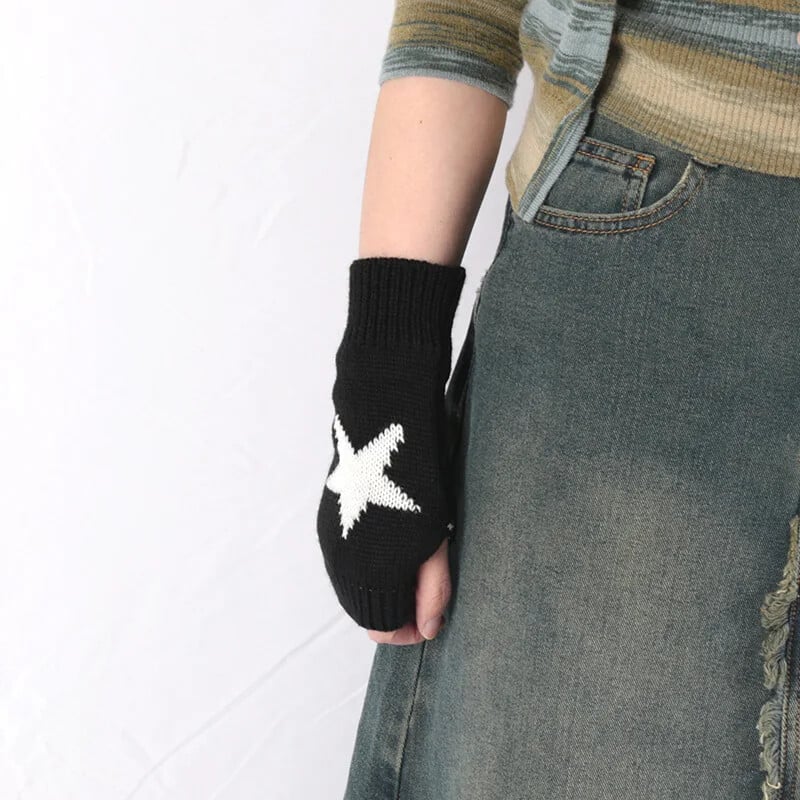 Pletené rukavice do polovice prstov, dámske teplé mäkké zimné palčiaky pre dievčatá, Guantes, dievčenské rukavice Y2K s rukávom Lolita Goth bez prstov