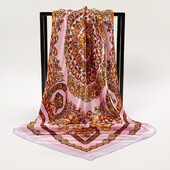 Nagyker 90*90cm-es selyemkendő női bandana szatén vintage fejkendő négyzet alakú sál fejpánt Retro nyomtatási fejkendő haj kiegészítők