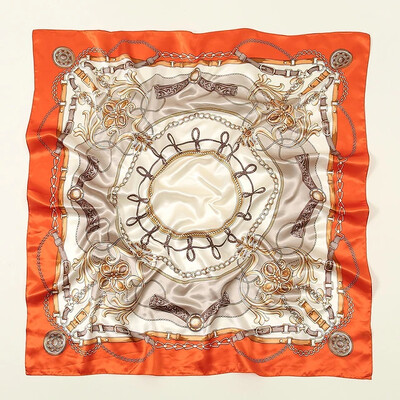 Nagyker 90*90cm-es selyemkendő női bandana szatén vintage fejkendő négyzet alakú sál fejpánt Retro nyomtatási fejkendő haj kiegészítők
