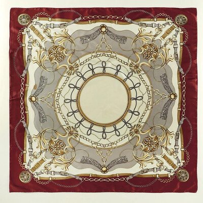 Nagyker 90*90cm-es selyemkendő női bandana szatén vintage fejkendő négyzet alakú sál fejpánt Retro nyomtatási fejkendő haj kiegészítők