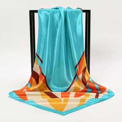 Nagyker 90*90cm-es selyemkendő női bandana szatén vintage fejkendő négyzet alakú sál fejpánt Retro nyomtatási fejkendő haj kiegészítők