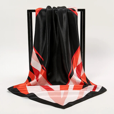 Nagyker 90*90cm-es selyemkendő női bandana szatén vintage fejkendő négyzet alakú sál fejpánt Retro nyomtatási fejkendő haj kiegészítők