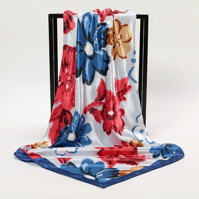 Nagyker 90*90cm-es selyemkendő női bandana szatén vintage fejkendő négyzet alakú sál fejpánt Retro nyomtatási fejkendő haj kiegészítők