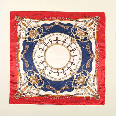 Nagyker 90*90cm-es selyemkendő női bandana szatén vintage fejkendő négyzet alakú sál fejpánt Retro nyomtatási fejkendő haj kiegészítők