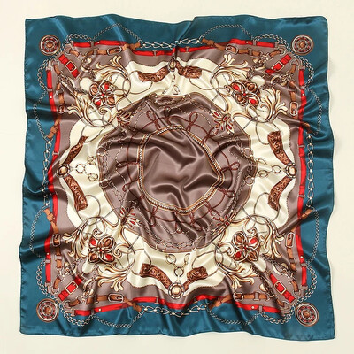 Nagyker 90*90cm-es selyemkendő női bandana szatén vintage fejkendő négyzet alakú sál fejpánt Retro nyomtatási fejkendő haj kiegészítők