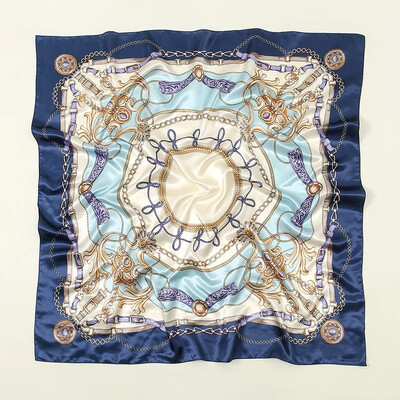 Nagyker 90*90cm-es selyemkendő női bandana szatén vintage fejkendő négyzet alakú sál fejpánt Retro nyomtatási fejkendő haj kiegészítők