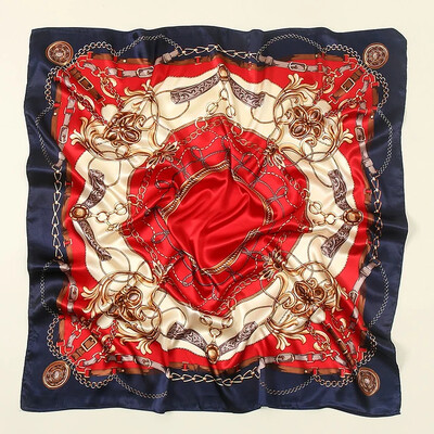 Nagyker 90*90cm-es selyemkendő női bandana szatén vintage fejkendő négyzet alakú sál fejpánt Retro nyomtatási fejkendő haj kiegészítők