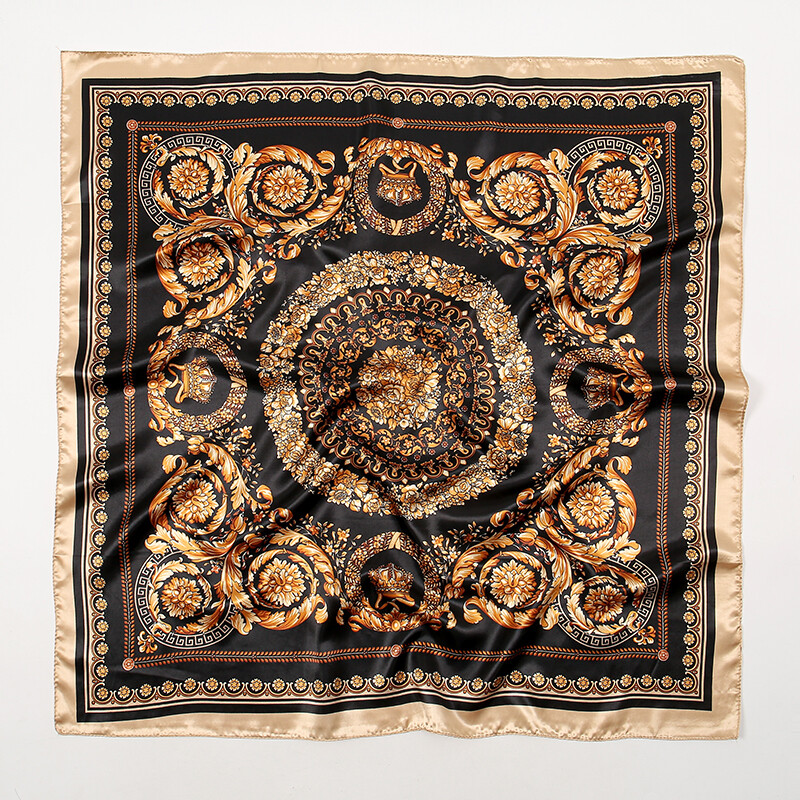 Nagyker 90*90cm-es selyemkendő női bandana szatén vintage fejkendő négyzet alakú sál fejpánt Retro nyomtatási fejkendő haj kiegészítők